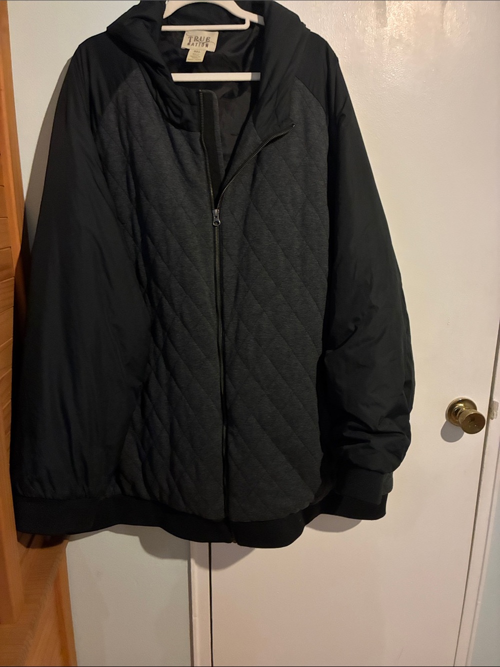 Black Quilted Hooded Men's Jacket